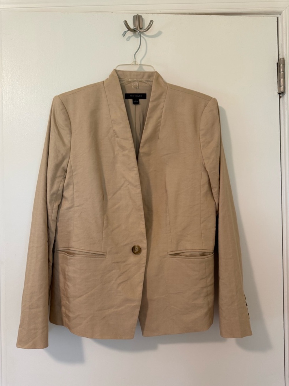 Ann Taylor Beige Single-Button Blazer